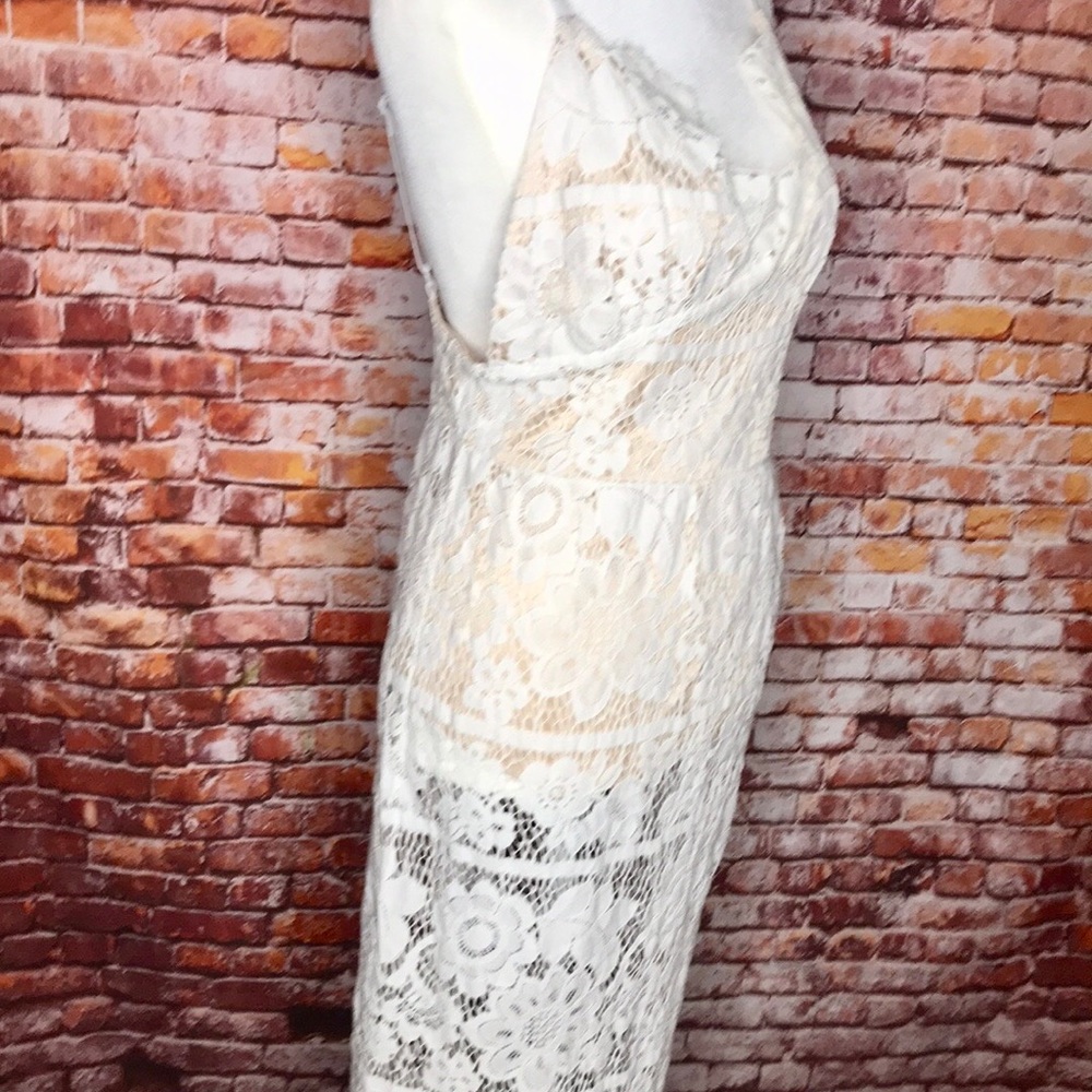 White Lace Overlay Sundress with Built in Bodysuit - Picture 4 of 13